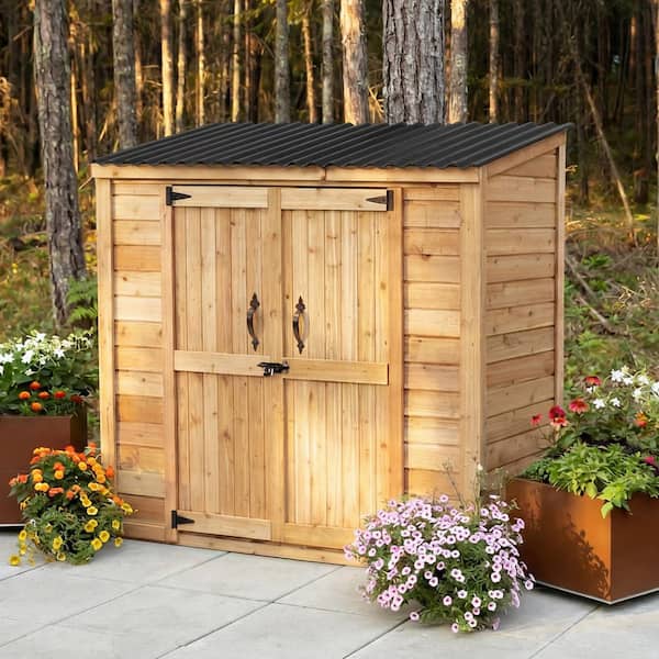 6 ft. W x 3 ft. D Cedar Wood Garden Chalet Shed with Double Doors (18 sq. ft.)