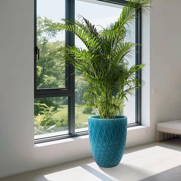 Clement Large Cyan Ceramic Patio Outdoor Planter (16.54 in. W x 21.26 in. H)