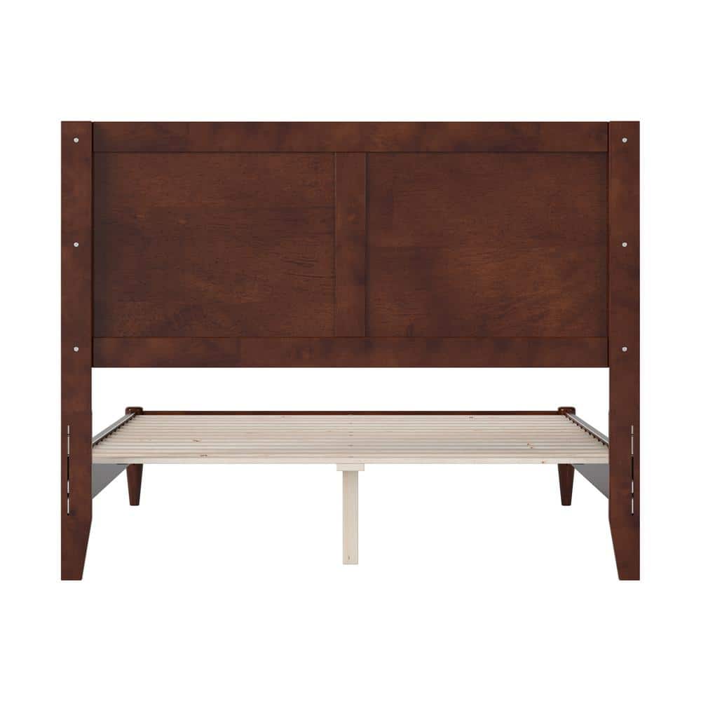 Walnut Full Solid Wood Platform Bed with Chevron Headboard