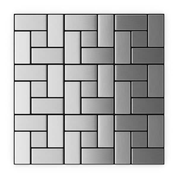 Inoxia SpeedTiles California Silver Stainless Steel 11.3 in. X 11.3 in. X 5 mm Metal Peel and Stick Wall Mosaic Tile (21.36 sq. ft./case)