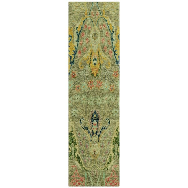 Chantille Machine Washable Indoor/Outdoor Abstract ACN1932 Green 2 ft. 3 in. x 7 ft. 6 in. Runner Rug