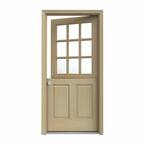 36 in. x 80 in. 9 Lite Unfinished Wood Prehung Right-Hand Inswing Dutch Back Door with AuraLast Jamb and Brickmold