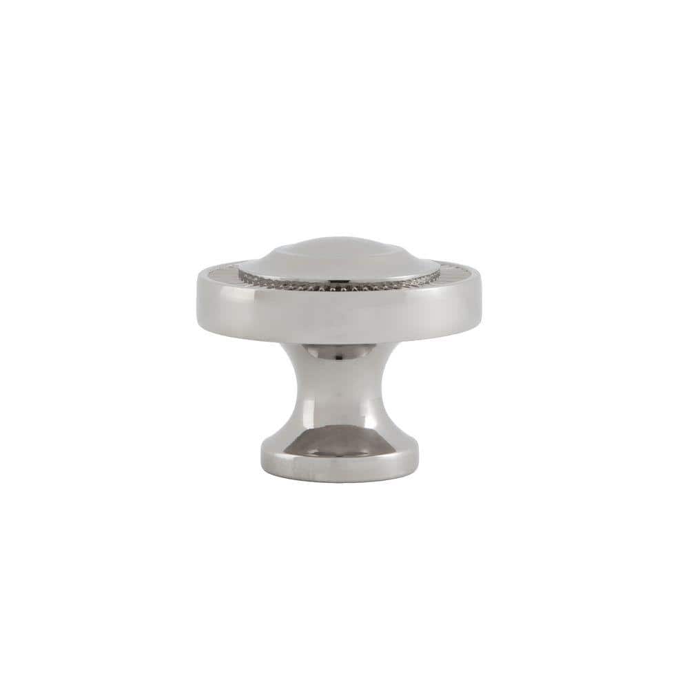 Polished Nickel Round Cabinet Knob with Coin Edge Design