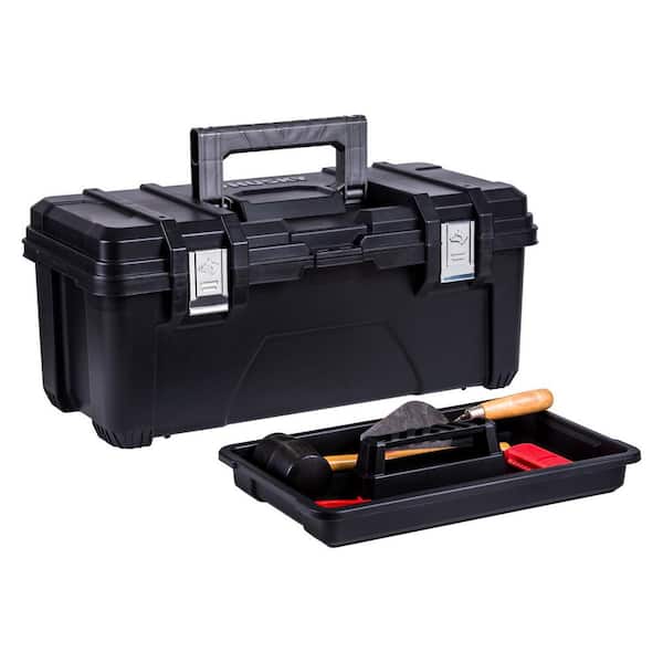 Husky 26 in.W Black Plastic Portable Hand Tool Box with Metal