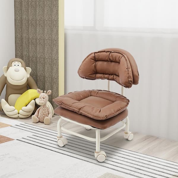 Brown 21.65 in. H Metal Iron Counter Stool Rolling Stool with Sponge Seat