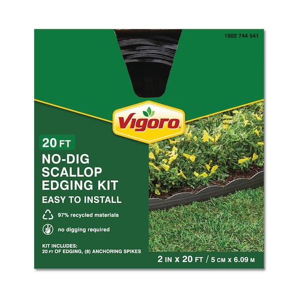 20 ft. x 2.25 in. Black Scalloped Polyethylene No Dig Edging (2-Pack)