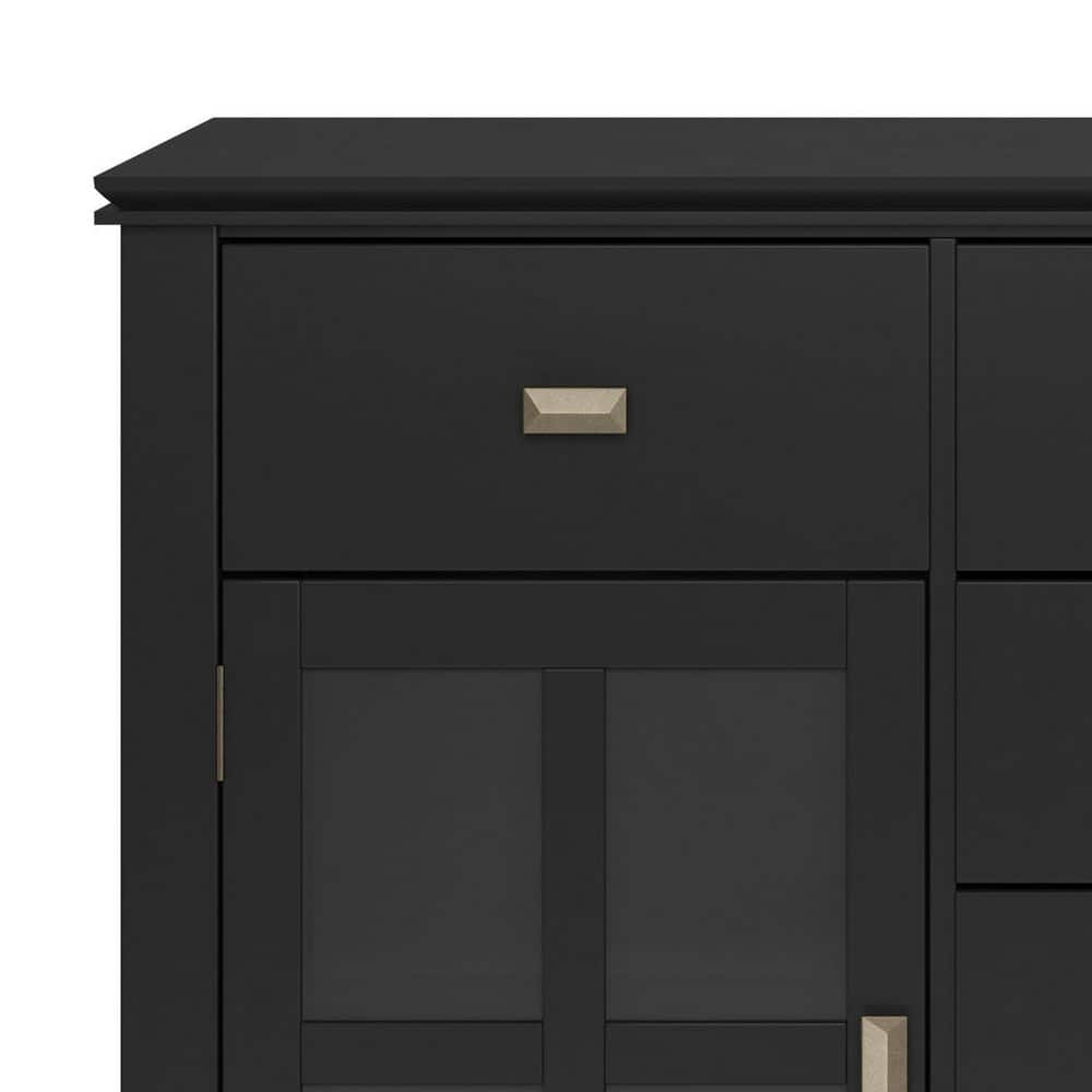 Artisan Solid Wood Sideboard Buffet in Black with Adjustable Shelves