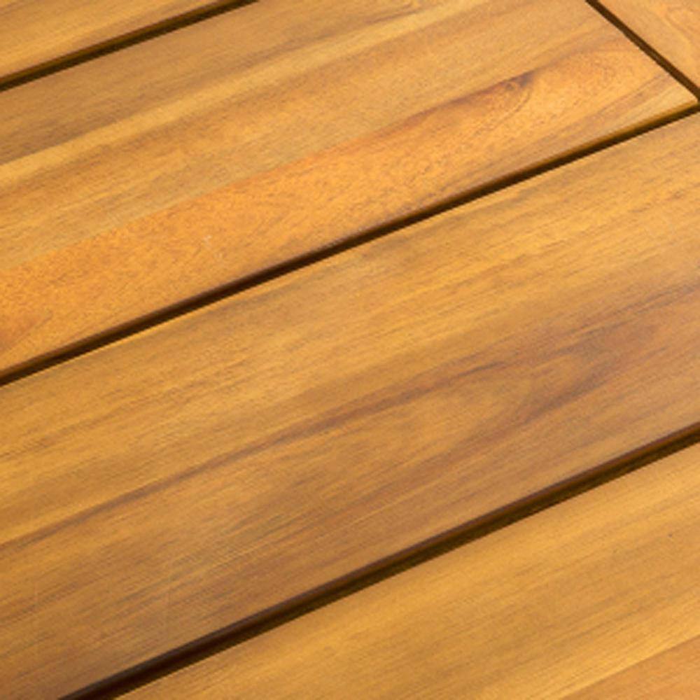 Carlie Sandblast Finish Acacia Wood Outdoor Dining Table with Metal Legs