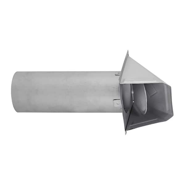 4 in. 26-Gauge Paint-Grade Galvanized Wall Exhaust Hood Vent with Damper and 11 in. Pipe in Gray