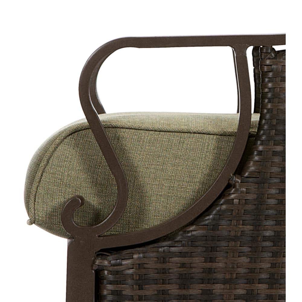 Ventura Green Cushioned Steel and Wicker Reclining Lounge Chair