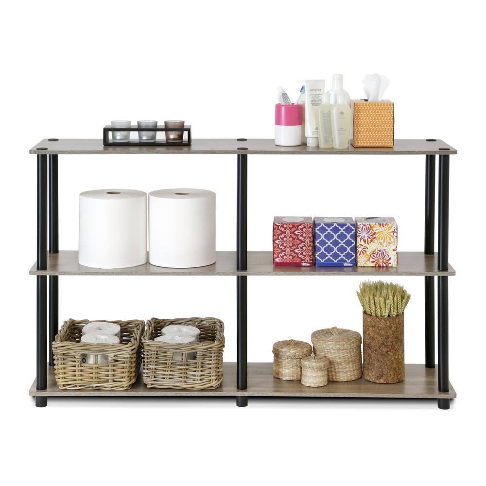 Turn-N-Tube Black Wood 3-Tier Freestanding Bookshelf