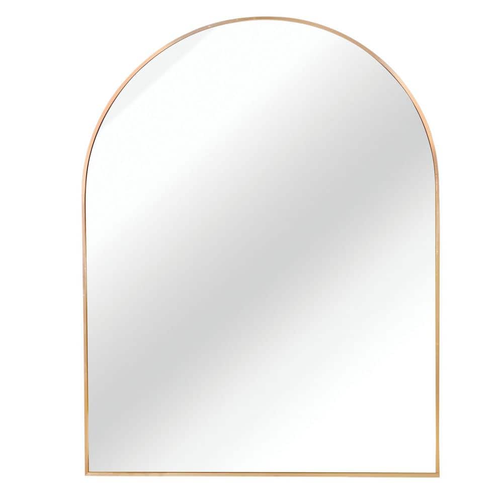 Gold 30 in. W x 40 in. H Arch Aluminum Alloy Metal Framed Wall Mirror price history on PriceWatchPro
