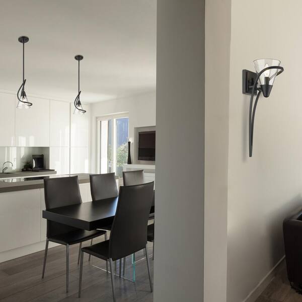 Golden Lighting - Olympia 1-Light Matte Black Clear Glass Wall Sconce