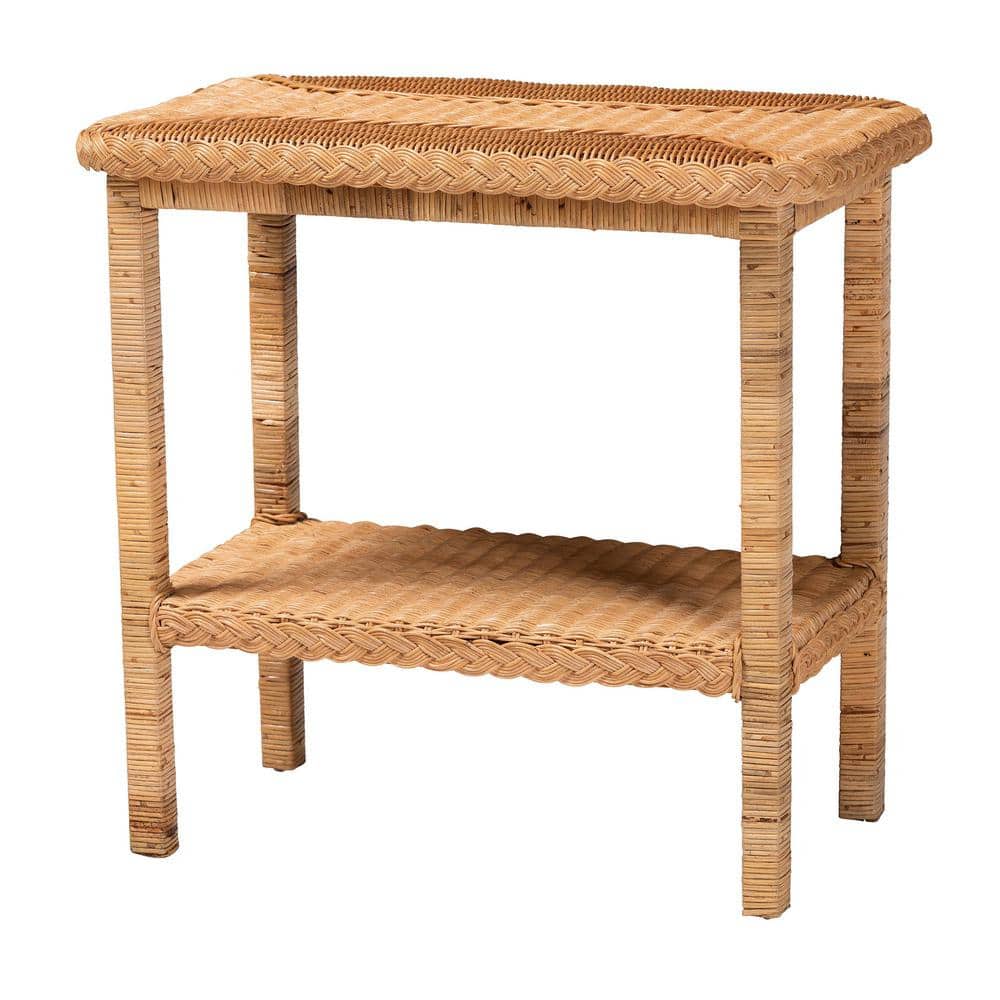 bali & pari Minahasa 26 in. Light Honey Rectangle Rattan End Table
