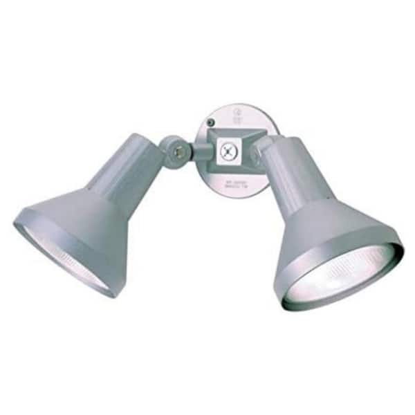 15" Outdoor Security Flood Light 2 Head with Heavy Duty Cast Aluminum Body 150W PAR38 Weather Proof, Grey Finish