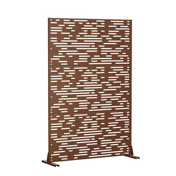Dovelina 72 in. Metal Outdoor Garden Fence Privacy Screen Garden Screen Panels in Brown