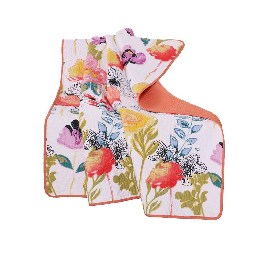 Artfully Chic Watercolor Dream Quilted Cotton Throw - Reversible