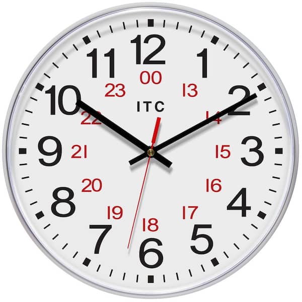 Prosaic 24-Hour ITC Business Wall Clock, Silver, 12"