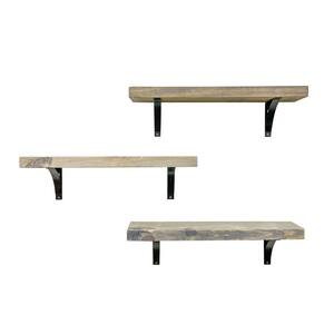 24 in. Gray Industrial Grace Simple Shelves (Set of 3)
