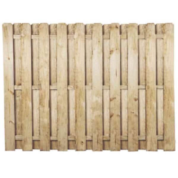 Unbranded 6 ft. H x 8 ft. W Pressure-Treated Pine Shadowbox Wood Fence Panel