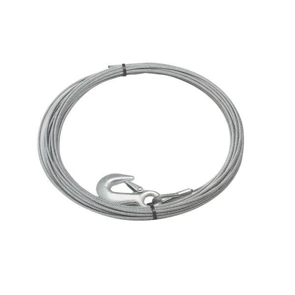 Husky 90 ft. x 3/8 in. Galvanized Steel Wire Rope with Hook for Husky 10 Winches