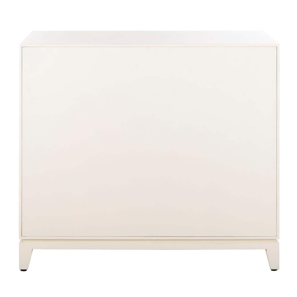 White and Brass Mid-Century 2-Door 1-Drawer Chest