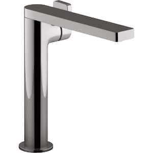 Composed Single Hole Single-Handle Tall Vessel Bathroom Faucet with Lever Handle and Drain in Titanium