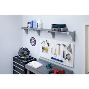 40 in. - 75 in. Metal 3-Expandable Garage Shelf in Silver (Set of 3)