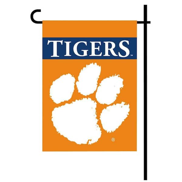 BSI Products NCAA 13 in. x 18 in. Clemson 2-Sided Garden Flag Set with 4 ft. Metal Flag Stand
