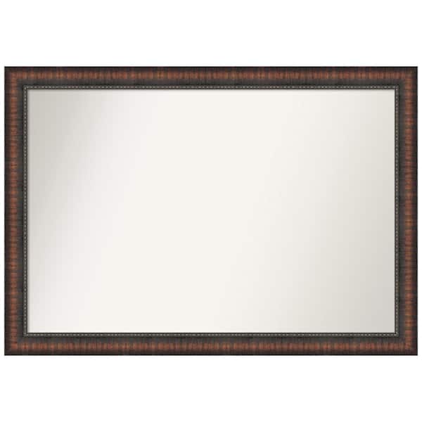Amanti Art Caleb Brown 40 in. W x 28 in. H Non-Beveled Farmhouse Rectangle Framed Wall Mirror in Brown