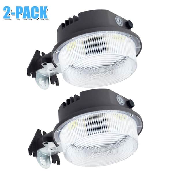 150-Watt Equivalence 4000 Lumen Bronze Integrated LED Flood Light 5000K Dusk to Dawn Security Wall Pack Light (2-Pack)