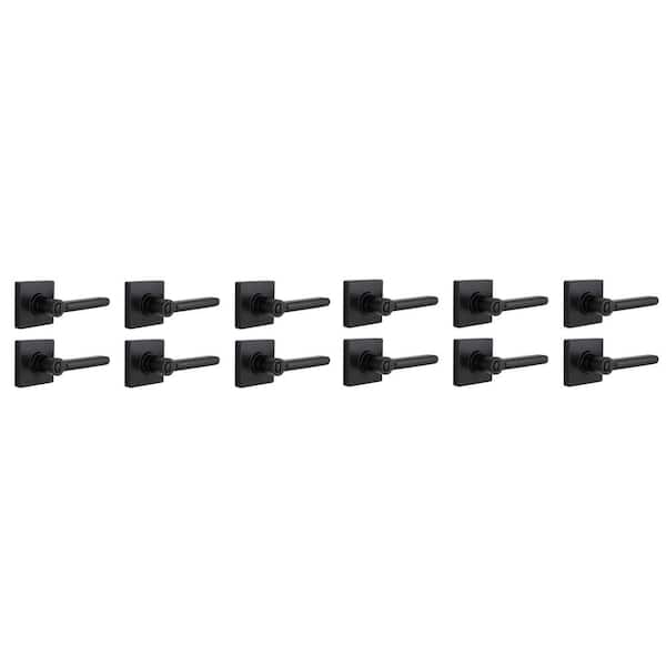 Tonebridge Matte Black Bed/Bath Door Lever with Square Rose 12-Pack