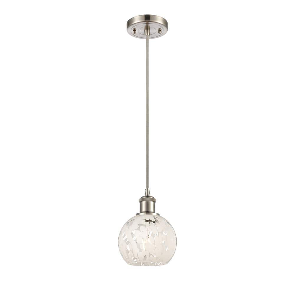 White Mouchette 100-Watt 1-Light Brushed Satin Nickel Standard Mini Pendant Light with Painted Glass Shade price history on PriceWatchPro