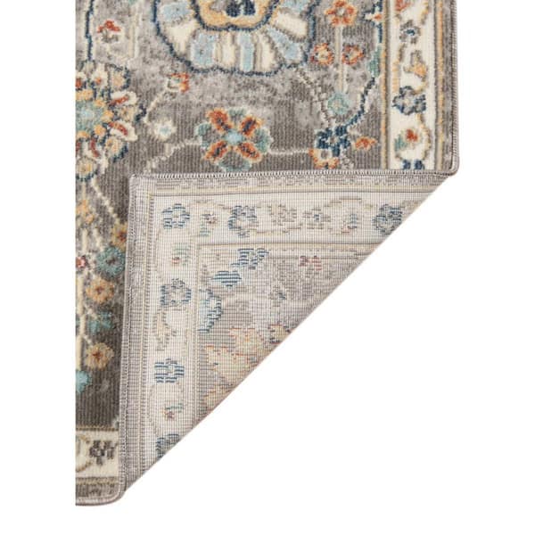 Blue, Orange 8 ft. x 10 ft. Loomed Floral Polypropylene Rectangle Indoor/Outdoor Area Rug
