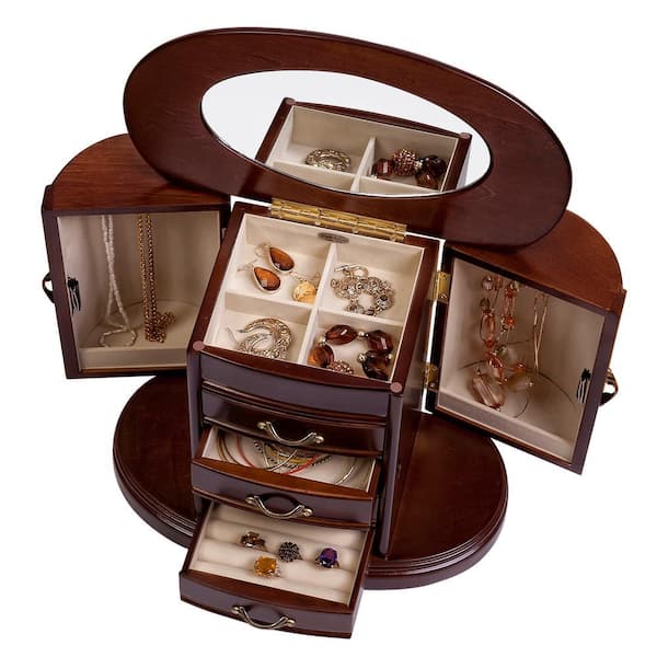 Mele & Co Heloise Walnut Finish Wooden Jewelry Box 00337S13 - The