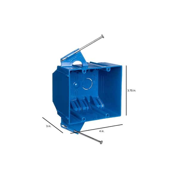 Blue 2-Gang PVC Non Metallic Switch Outlet Box W/ Double Plastic Interior Box