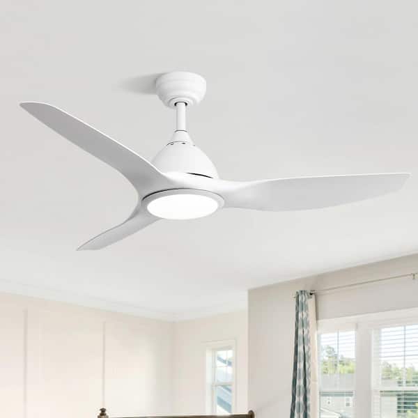 52 in. Indoor Integrated LED White Ceiling Fan With Light Kit and Remote Control, Reversible Motor