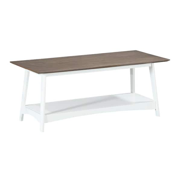 Convenience Concepts Alpine 44 In White Large Rectangle Wood Coffee Table With Shelf V2 136 The Home Depot