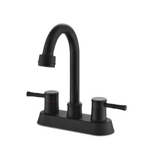 2-Handle Single Hole Bathroom Faucet with Copper Pop Up Drain and 2 Water Supply Lines in Matte Black