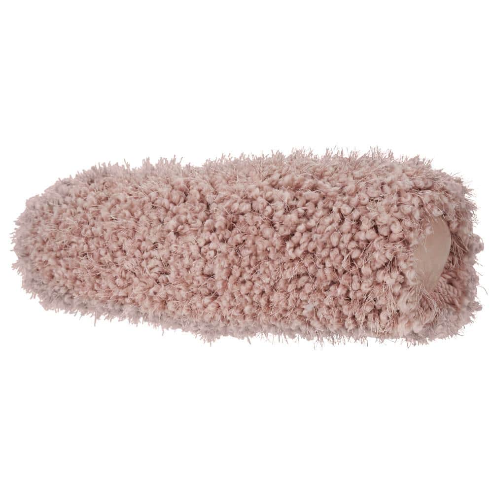 Blush Pink Shag Polyester Bolster Throw Pillow, 5" x 20"