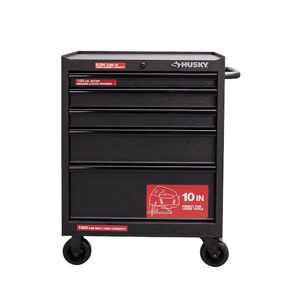 Husky 27 in. W x 18.1 in. D Standard Duty 5-Drawer Rolling Tool Chest Textured Black