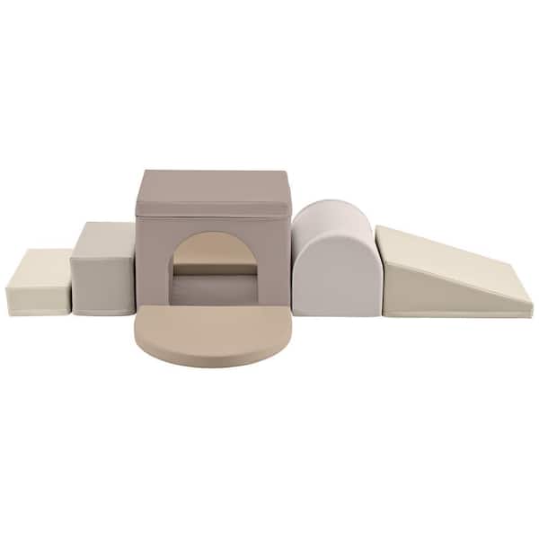 7 in 1 Brown Multi-Colored Indoor Residential Soft Climb and Crawl Playset