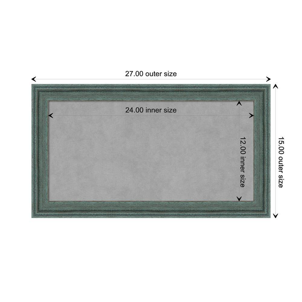 27"x15" Teal Gray Wood Framed Magnetic Board