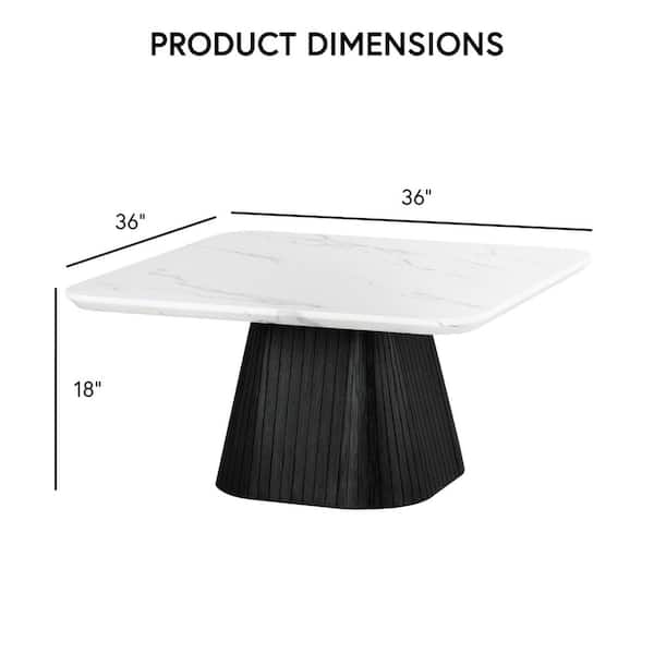 Furniture of America Jones 36 in. Black Square Faux Marble