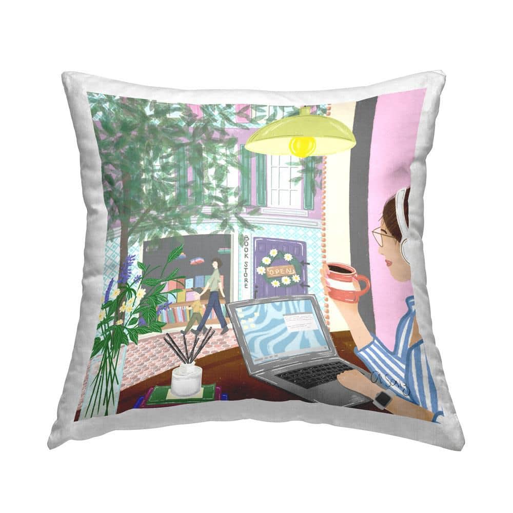 Woman Working at Desk Multi-Color Print Polyester 18 in. x 18 in. Throw Pillow price history on PriceWatchPro