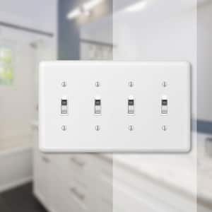 Declan 4 Gang Toggle Steel Wall Plate - White