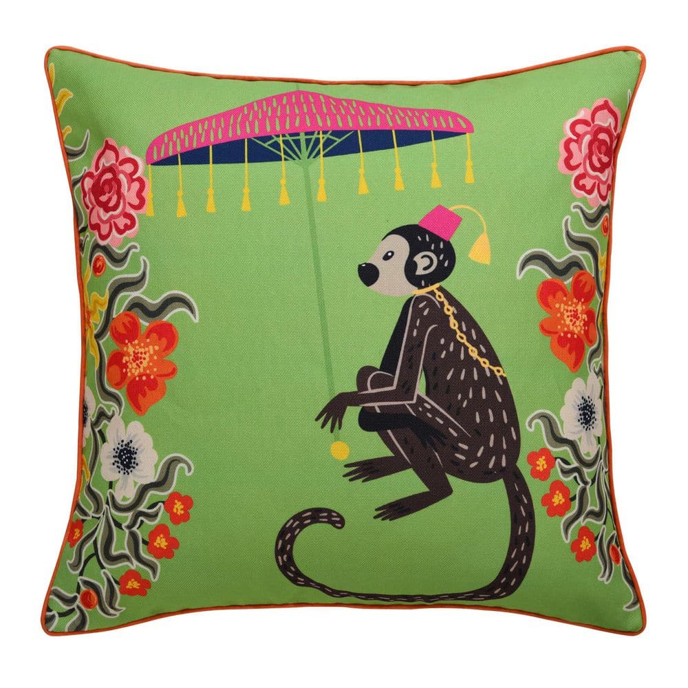 Maharaja Monkey Multi-Colored Animal Print Duck Feathers 24 in. x 24 in. Throw Pillow price history on PriceWatchPro