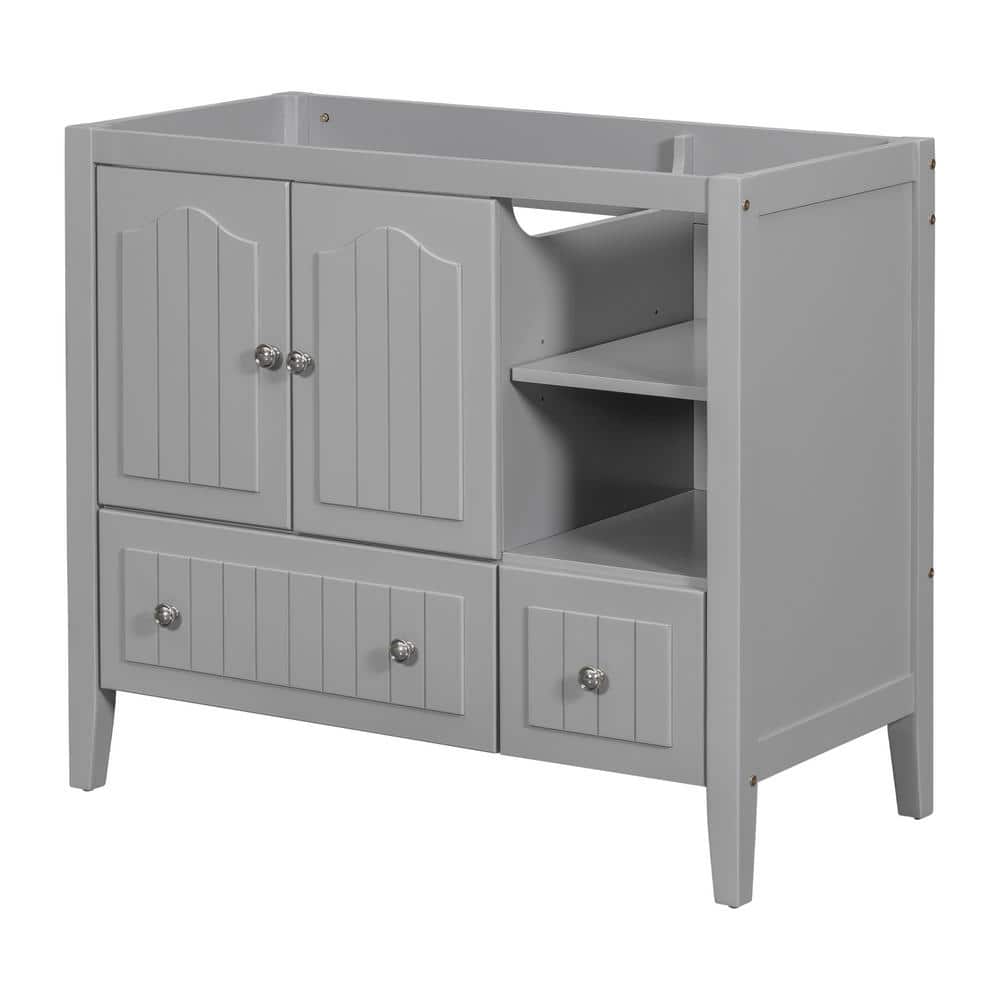 tunuo 36 in. W x 18 in. D x 32 in. H Bath Vanity Cabinet without Top in Gray SF-283482GA - The ...