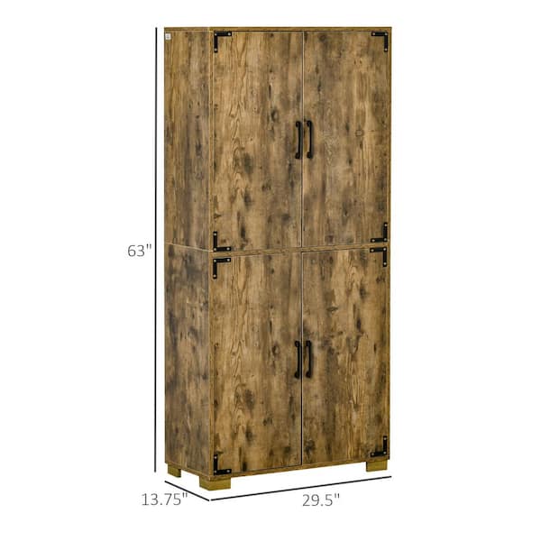 Cabinet 838-194 4-Door - Home Rustic The HOMCOM Depot Industrial with Wood