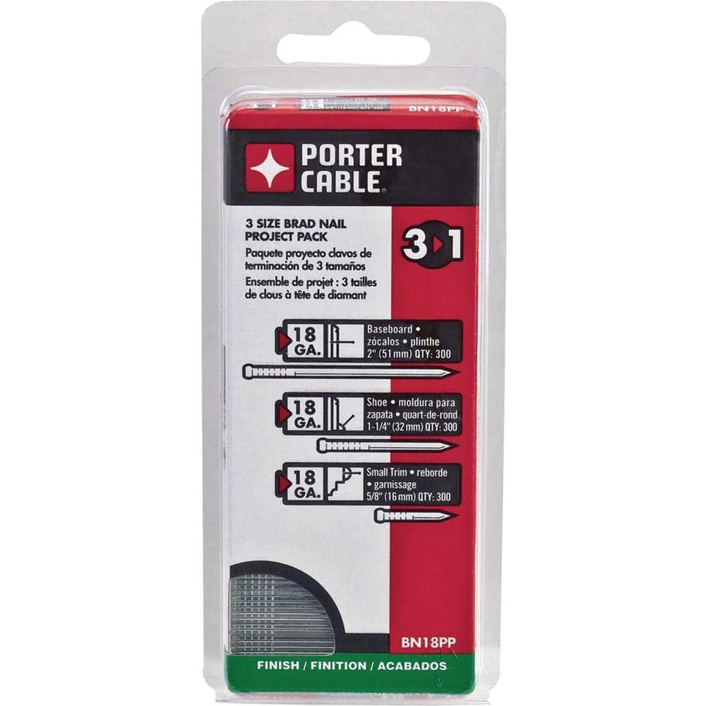 Porter-Cable 18-Gauge Brad Nail Project (900 per Box) BN18PP - The Home  Depot